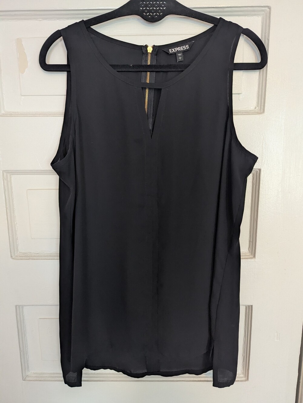 Express Black Sleeveless Keyhole Top with Back Zip